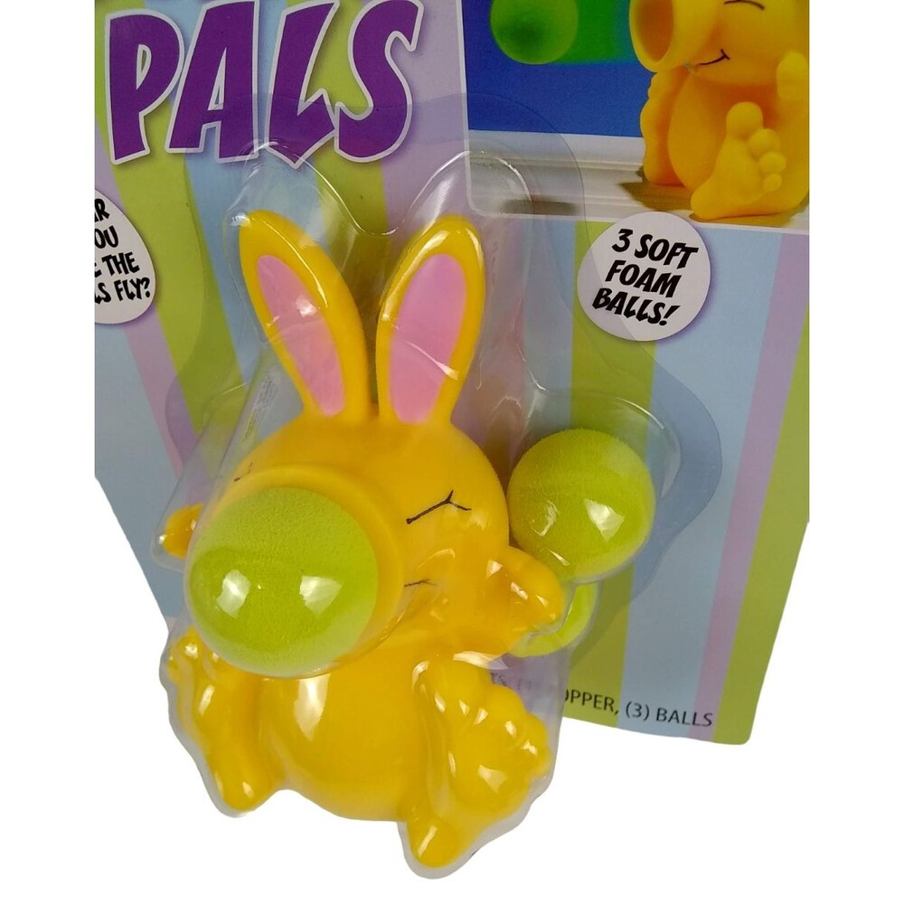 Easter Bunny Rabbit Popper Toy Poppin Pals Shooter Figure Yellow 3 Foam Balls 5+